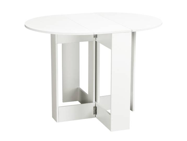 HOMCOM Table pliable de cuisine salle à manger 2 abattants - table ovale extensible - en bois blanc