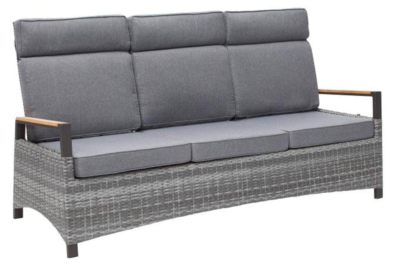 Loungesofa Nizza 3-Sitzer Gartensofa mit Polster Relaxsofa Rope grau