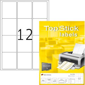 TopStick Universaletiketten labels, 8726, weiß, 63,5 x 72mm, 100 Blatt, 1.200 Stück