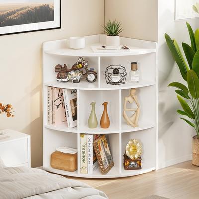 Javlergo 3-Tier Corner Storage Cabinet with 6 Cubes 90° Triangle Bookshelf for Living Room Bedroom & Home Office
