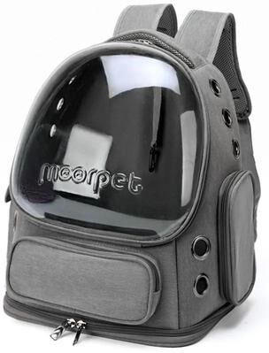 Inspire Essentials ClearView Foldable Pet Carrier Backpack For Cats And Small Dogs gray xxl