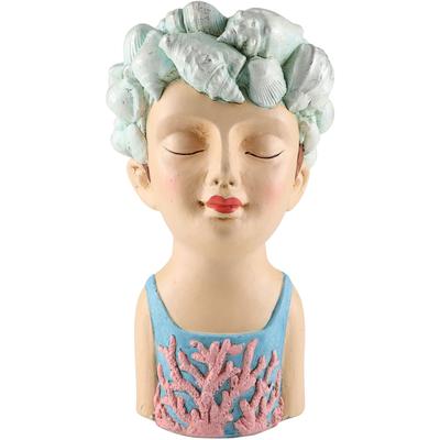 Dekofigur AM DESIGN "Frauenkopf mit Muscheln aus Polyresin", beige (creme), B:20cm H:38cm T:38cm, Polyresin, Dekofiguren, Osterdekoration in zwei Größen