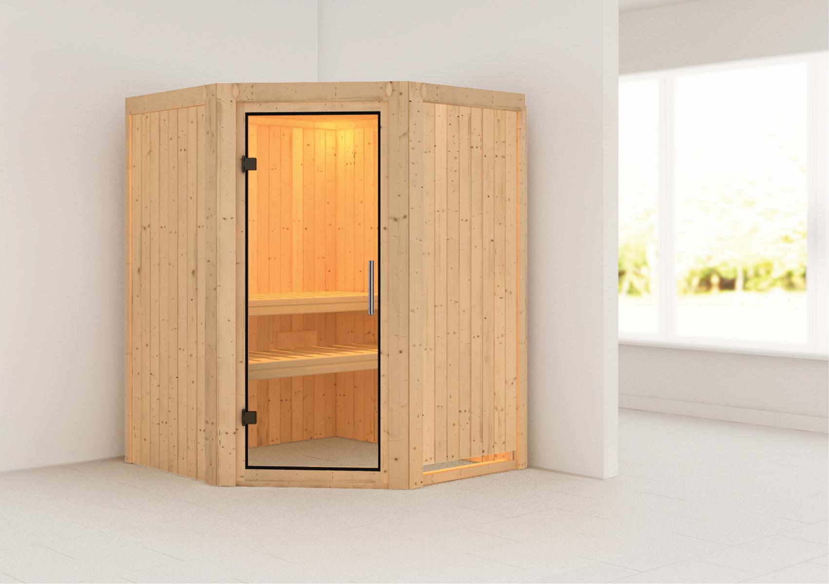 KARIBUHOLZT Sauna Nanja Eck o. Zub. klarglas GGT 16879962