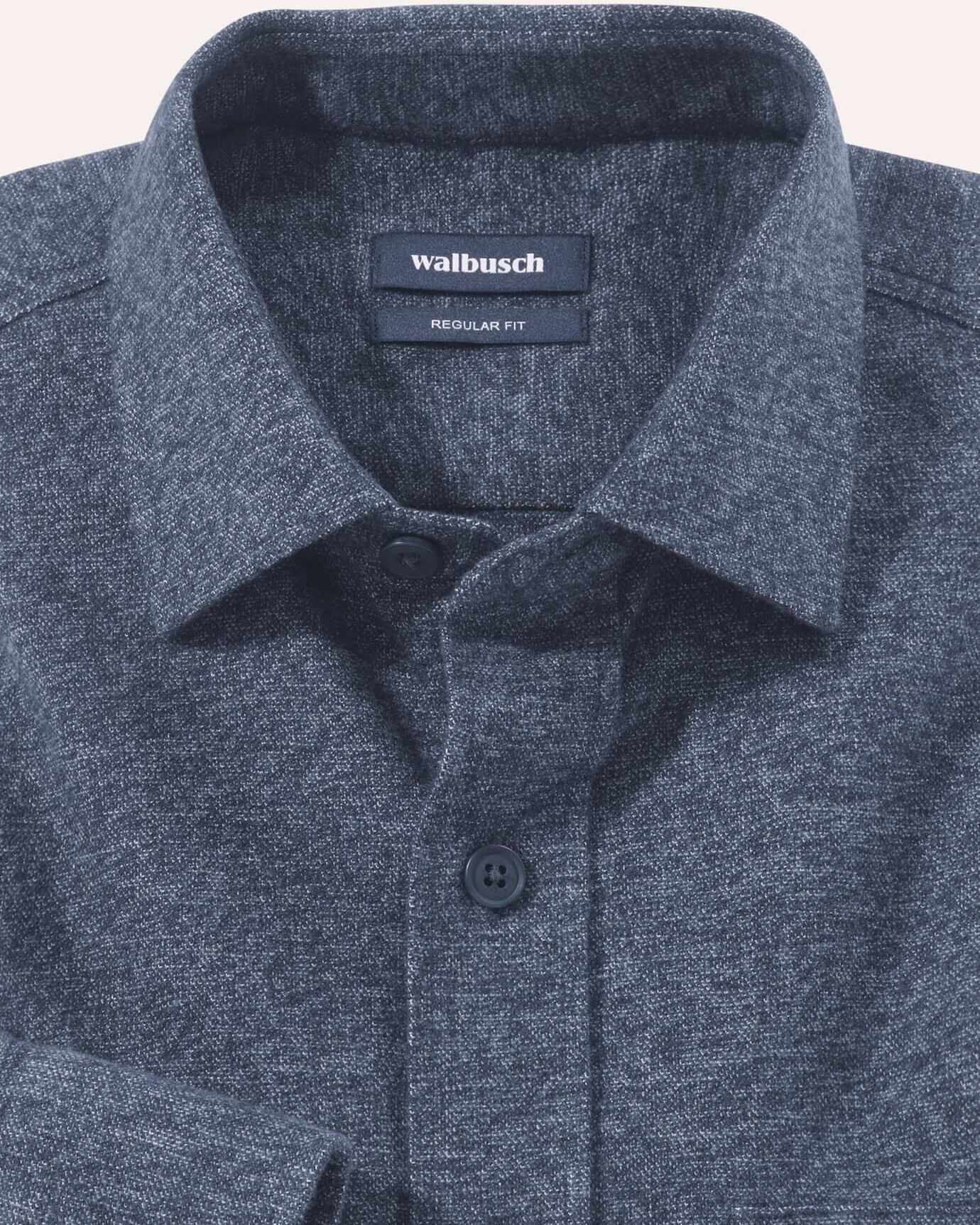 Walbusch strukturiertes Flanell-Hemd, Regular Fit#noch offen: Größenlauf, Farbe Blau, 39/40, dezente 2-Farbigkeit Kent-Kragen Herren