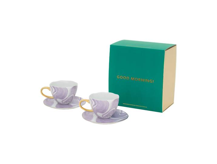 URBAN NATURE CULTURE Coffret cadeau Good Morning Cappuccino mug & soucoupe, lot de 2 Valuri violet