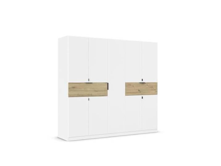 möbelando Drehtürenschrank >Ticao< 2 Schübe, 3 Stangen, weiß/Eiche Artisan Dekor - 226x210x54 (BxHxT)