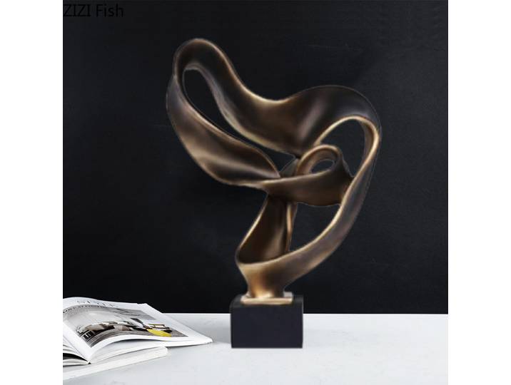 Statue flottante en ruban, artisanat géométrique créatif, décoration de bureau, Sculpture minimaliste, ornements en résine, décor esthétique de salle