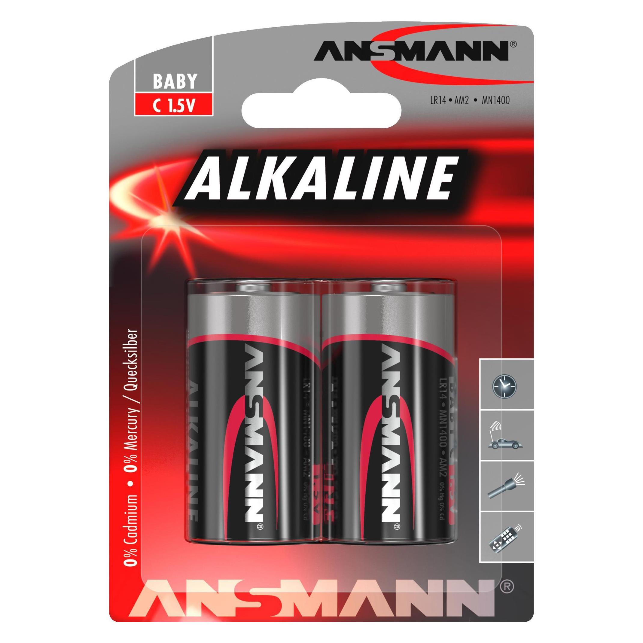 Ansmann RED LINE - Batterie 2 x C - Kohlenstoff (2 Stk., C, 7000 mAh) (1513-0000)