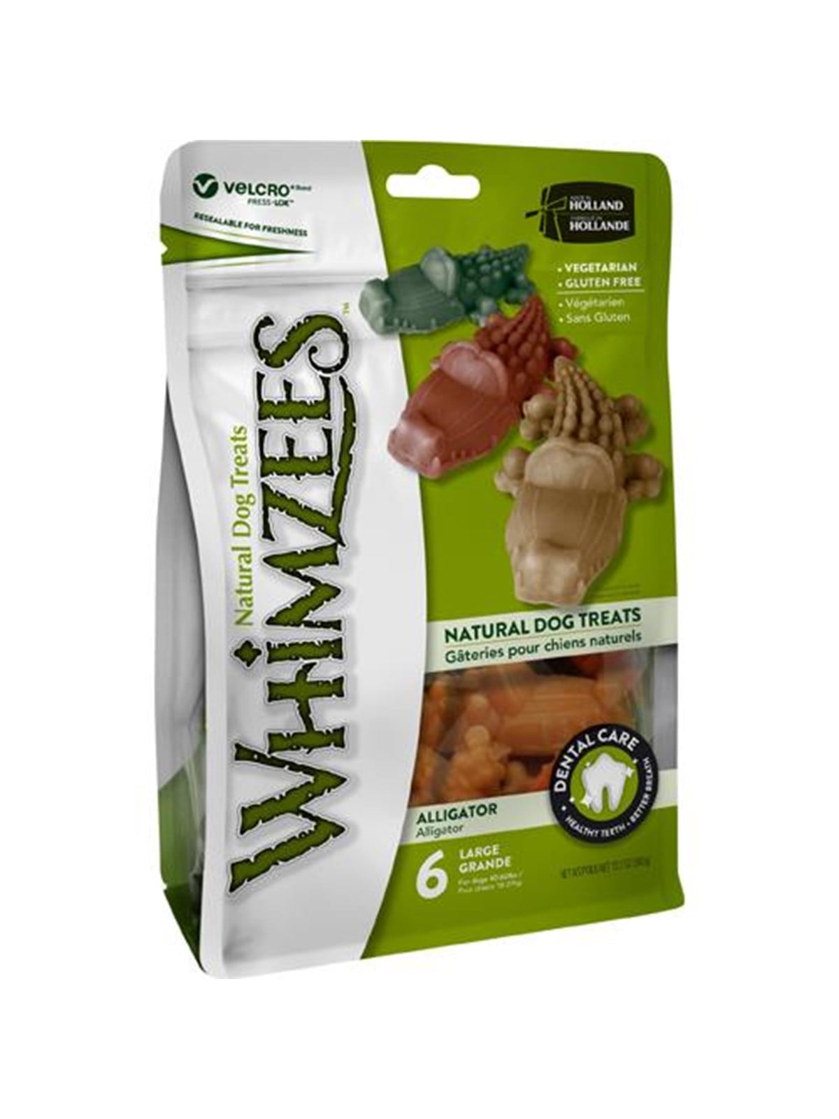 Whimzees Kauartikel, Alligator, L, Beutel m/6 Stk. (WH