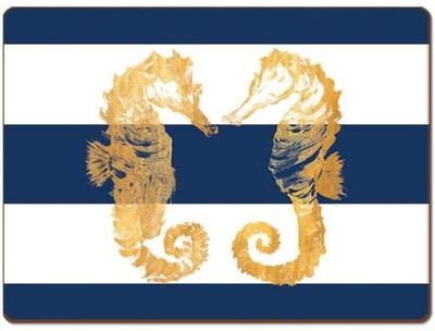 FirstDawn 4 Cala Home Premium Hardboard Placemats Table Mats, Nautical Seahorses