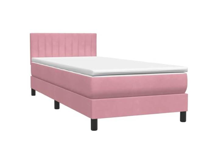 Makastle Boxspringbett mit Matratze Rosa 80x220 cm Samt Höhenverstellbares Kopfteil