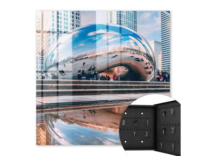SCHLÜSSELBOX Schwarz 30x30 cm- Türöffnung nach rechts - Städtische Spiegelung