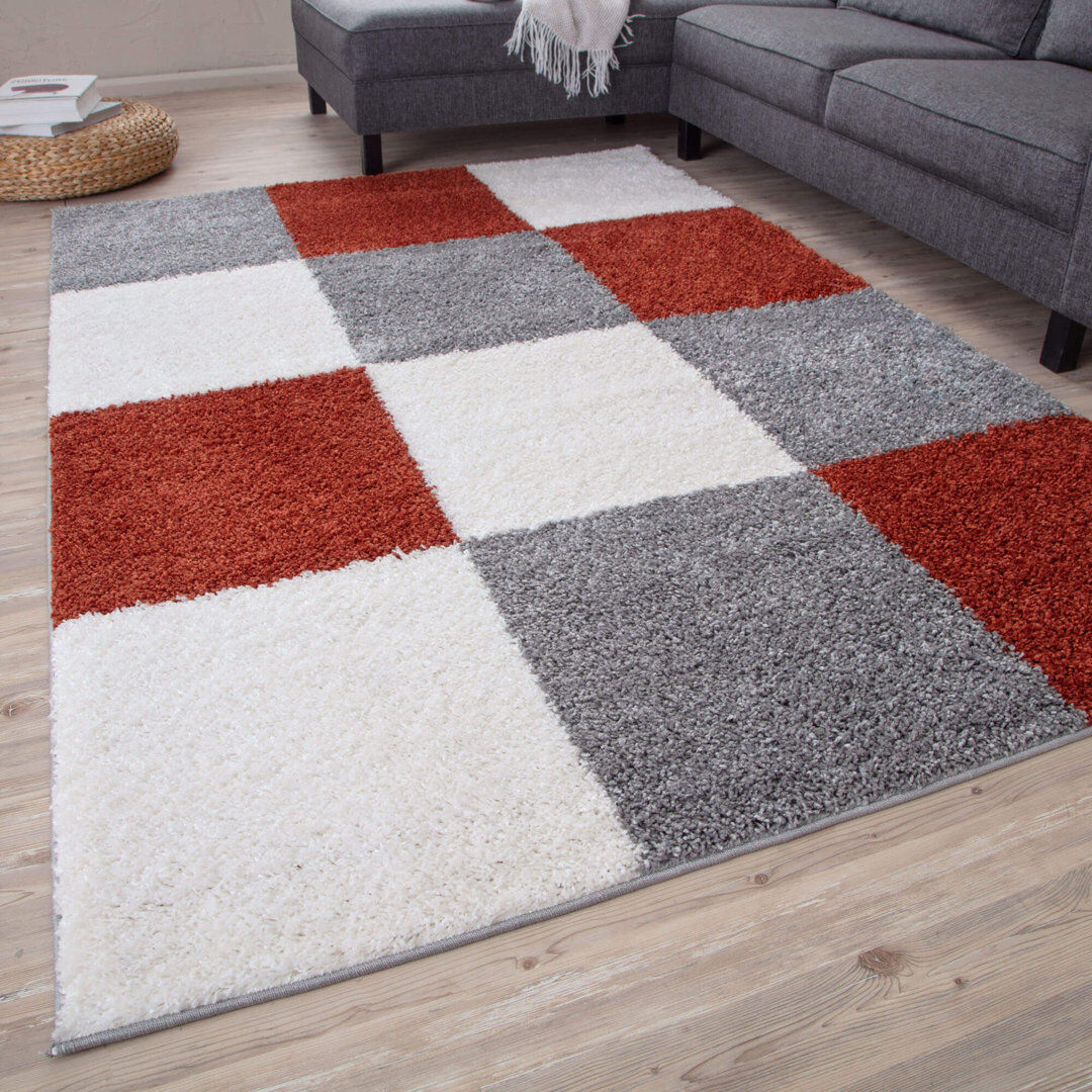 THE RUGS Myshaggy Collection Rugs Geometric Design in Terra Grey;White Rectangle 180 x 270 cm