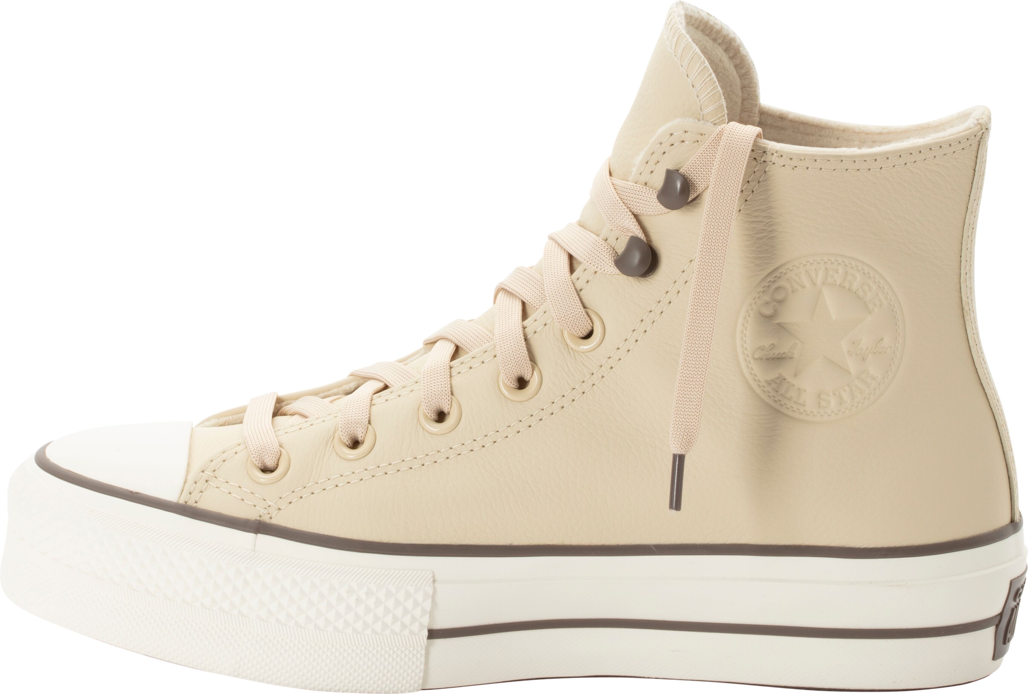 Sneaker CONVERSE "CHUCK TAYOR ALL STAR LIFT PLATFORM WEATHERIZED LEATHER", Damen, Gr. 36, beige (miso glaze, truffle, egret), Leder, Schuhe Sneaker miso glaze, truffle, egret 36
