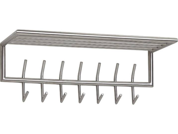 WOHNLING Portemanteau mural métal argenté 74\,5x29x30 cm Portemanteau d'entrée avec étagère Barre à crochets Panneau mural acier Portemanteau mural avec porte-chapeaux Barre de penderie