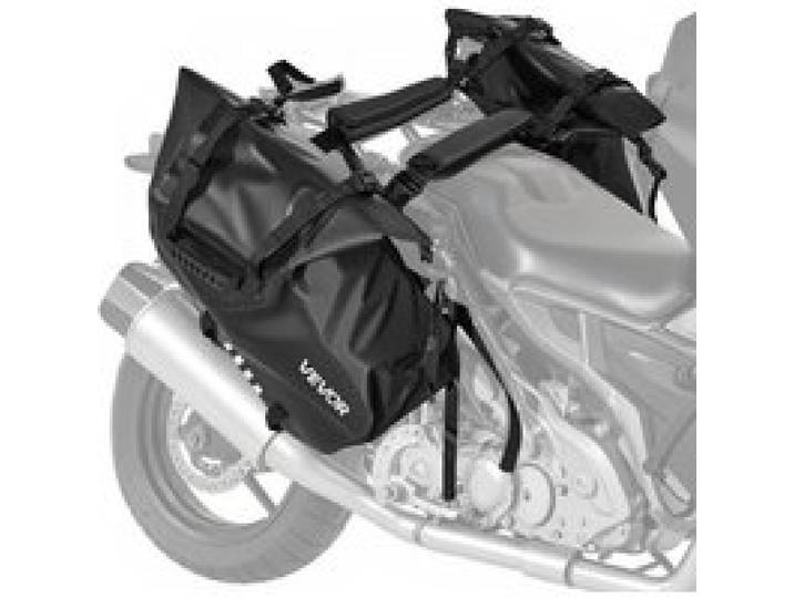 VEVOR Sacoche latérale de moto, 28 L (14 L x 2), sac de selle moto avec housse de pluie imperméable et sangle inférieure, pour la plupart des motos, sac à bandoulière pour sport en plein air, noir
