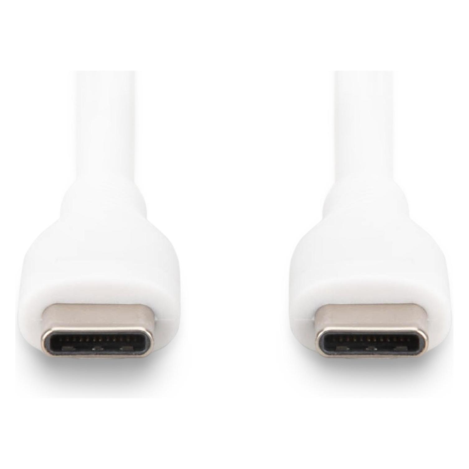 Digitus USB-C Silikon Anschlusskabel, 0,5m, weiss (0.50 m, USB 2.0, 60 W) (AK-300341-005-W)