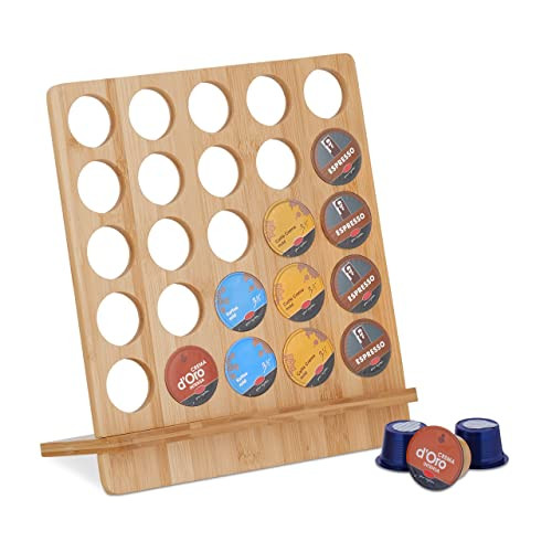 Relaxdays Capsulehouder voor 27 Cafissimo cups, Bamboe, Bruin/Beige, B/D/H: 30 x 27 x 13 cm