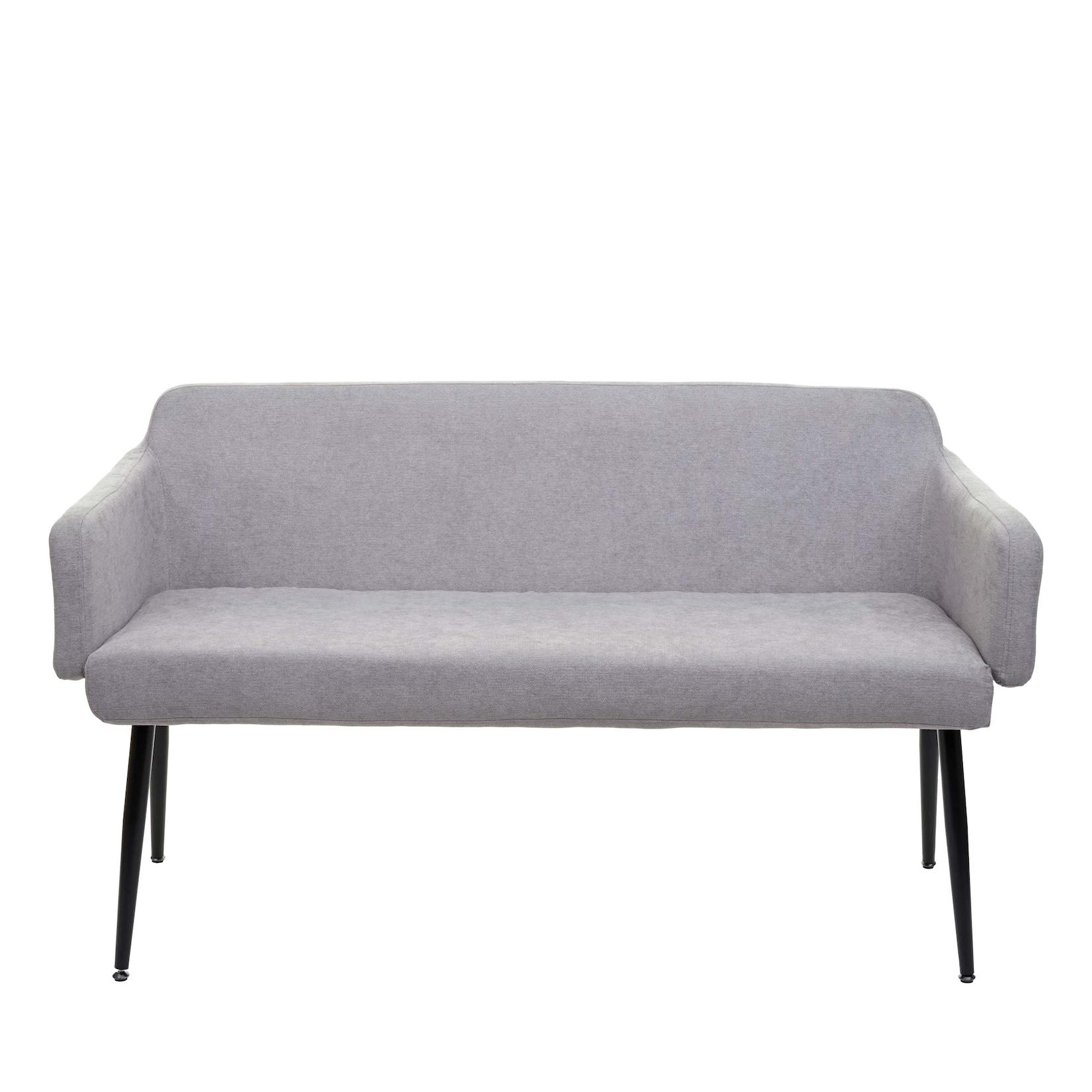 Sitzbank MCW-L13, Esszimmerbank Bank Polsterbank Garderobenbank Rückenlehne Armlehne Stoff/Textil 133cm ~ grau