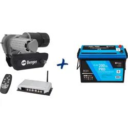 Berger Titanium 2.0 Rangierhilfe halbautomatisch Anthrazit + LiFePO4 Lithium Batterie Pro 200 Ah 12 V mit Bluetooth & Heizung im Set