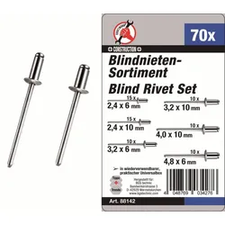 Kraftmann 88142 Blindnieten Nieten Sortiment 70tlg 2,4 bis 4,8mm