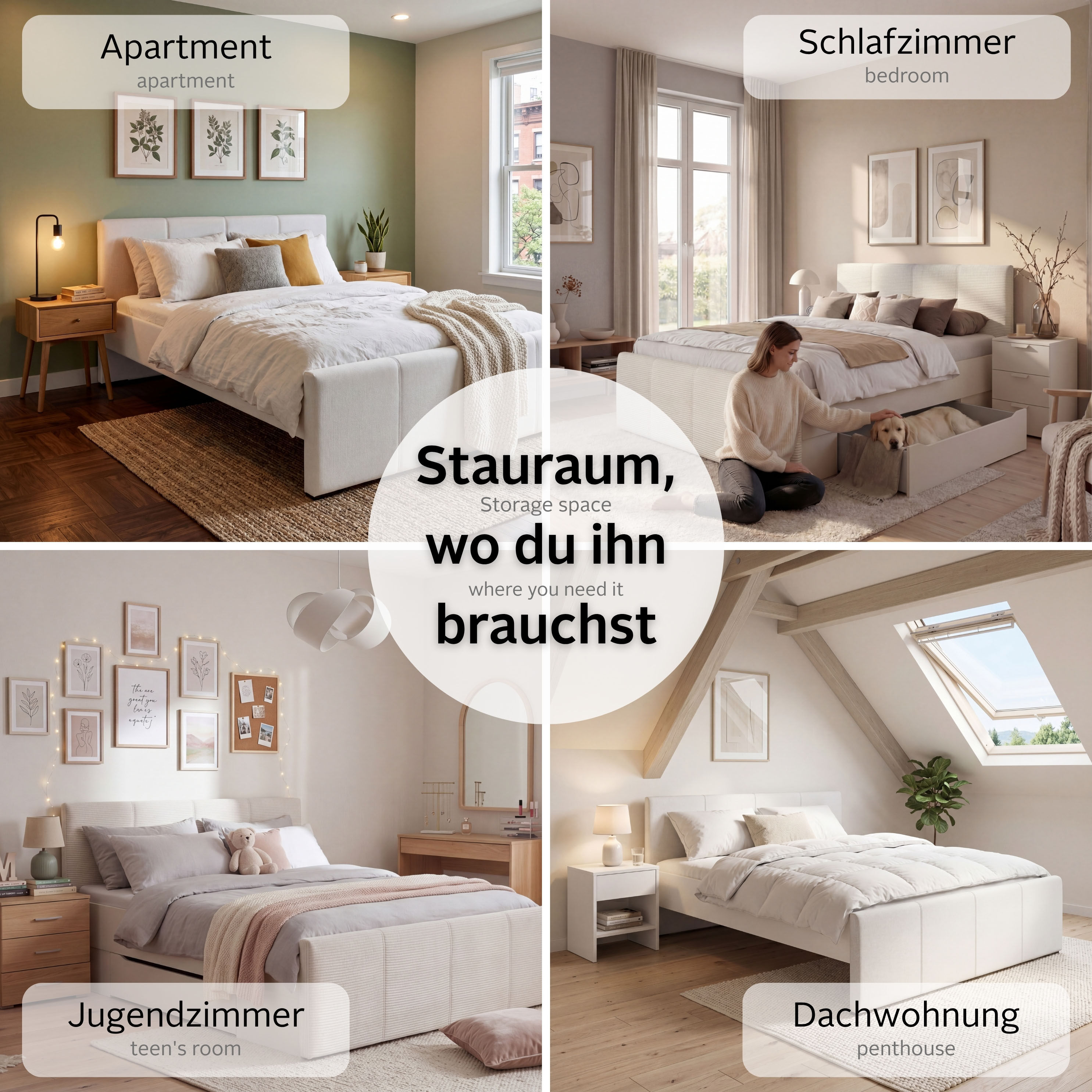 Bett GOODPRODUCT "Doppelbett Polsterbett Stauraumbett AGORDO", weiss (alpinweiß, webstoff silber grau), B:185cm H:100cm L:211cm, Nutzschicht: 100% Polyester, Betten, Bett, praktische Bettschubkästen für zusätzlichen Stauraum MADE IN GERMANY alpinweiß, web