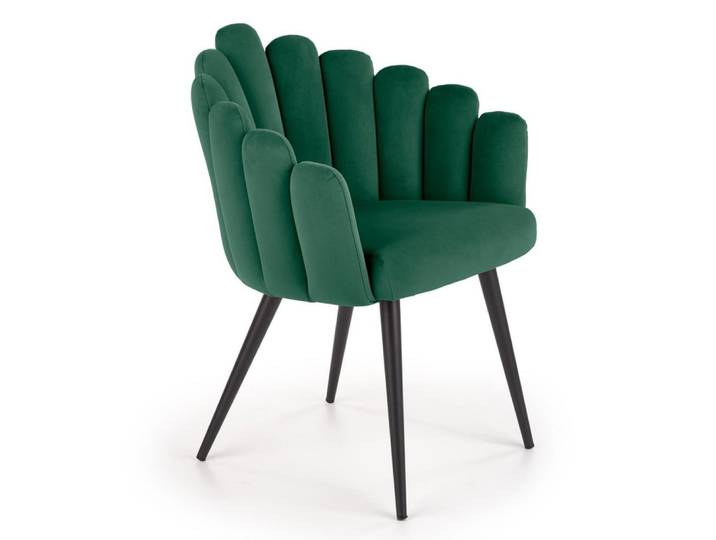 Chaise coquillage design en velours de polyester vert