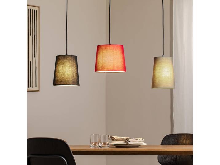 Amilia 3 Pendelleuchte Black/Red/Green - Lindby - Küche - Junges Wohnen - Stoff / Textil - Mehrflammig