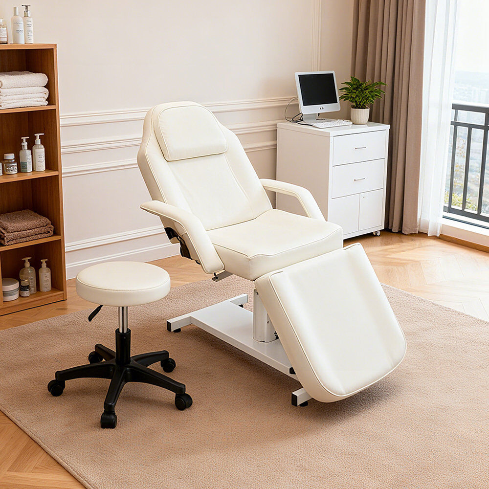 Inbox Zero White hydraulic beauty bed White 183cm L X 80.5cm D
