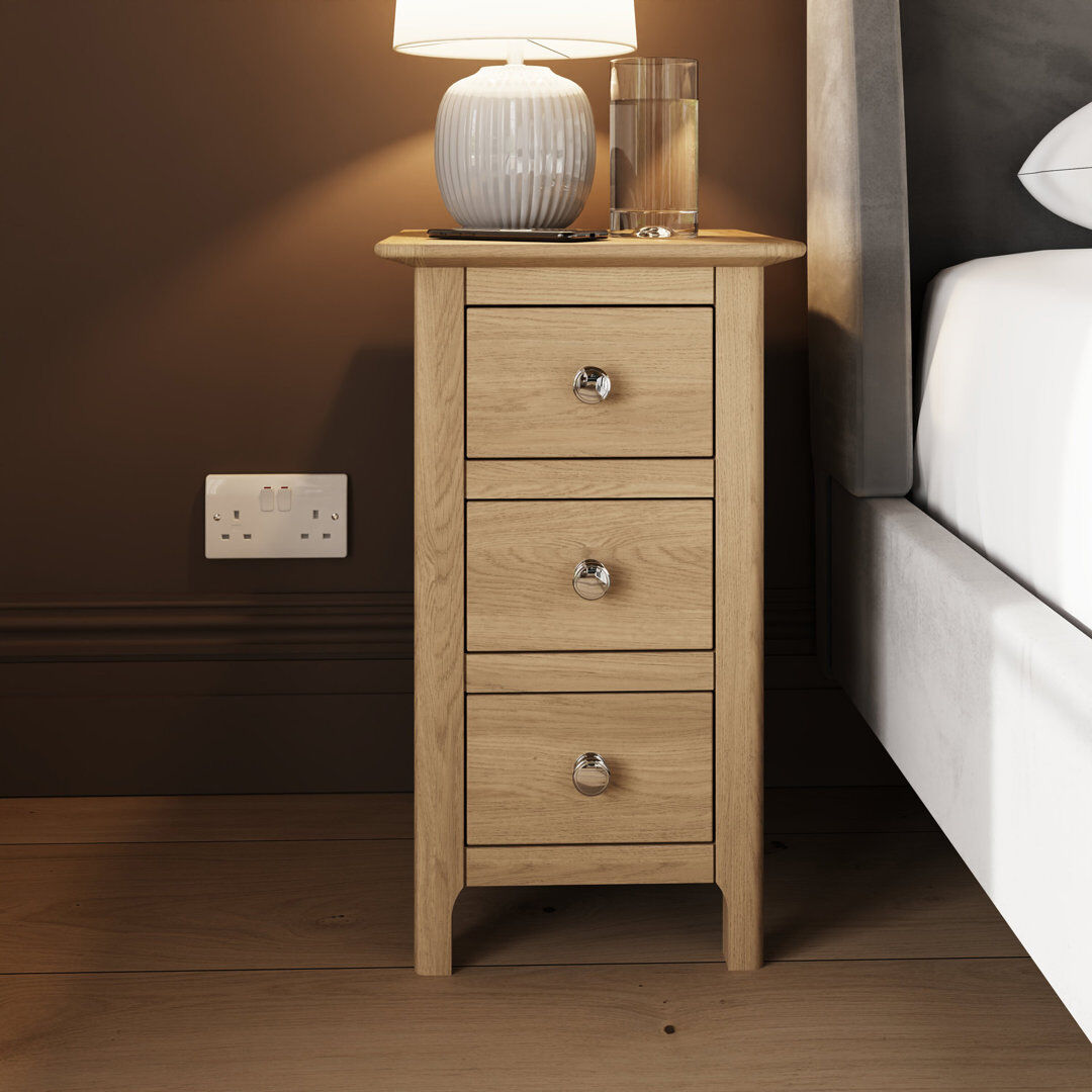 Lark Manor Casiano 34cm W 3 Drawer Bedside Table Nightstand Cabinet Brown 58cm H X 34cm W X 35cm D