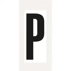 Aufkleber I Buchstabe P, weiß/schwarz, Folie, Schrifthöhe 150mm, 72x170mm, 20 Stück/Packung