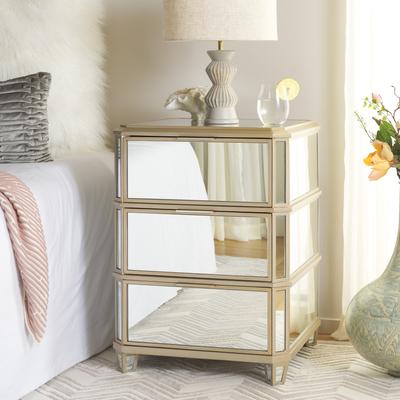 SAFAVIEH Giana 18.9-Inch Mirrored Metal drawer Nightstand, Mirror