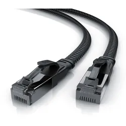 Primewire CAT 8.1 Netzwerkkabel Flach 40 Gbits, Baumwollmantel, LAN Kabel Patchkabel, Gigabit RJ45 Ethernet Cable, Flachbandkabel, Verlegekabel - 7,5m