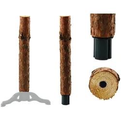 Holzstumpfständer mit vier Beinen für einen Weihnachtsbaum auf einem Baumstumpf