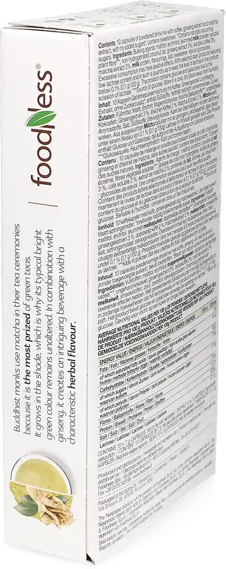 Foodness   Matcha Latte - 10 Capsules Matcha pour Nespresso® - Latte - Café Ginseng - Compatible Nespresso®