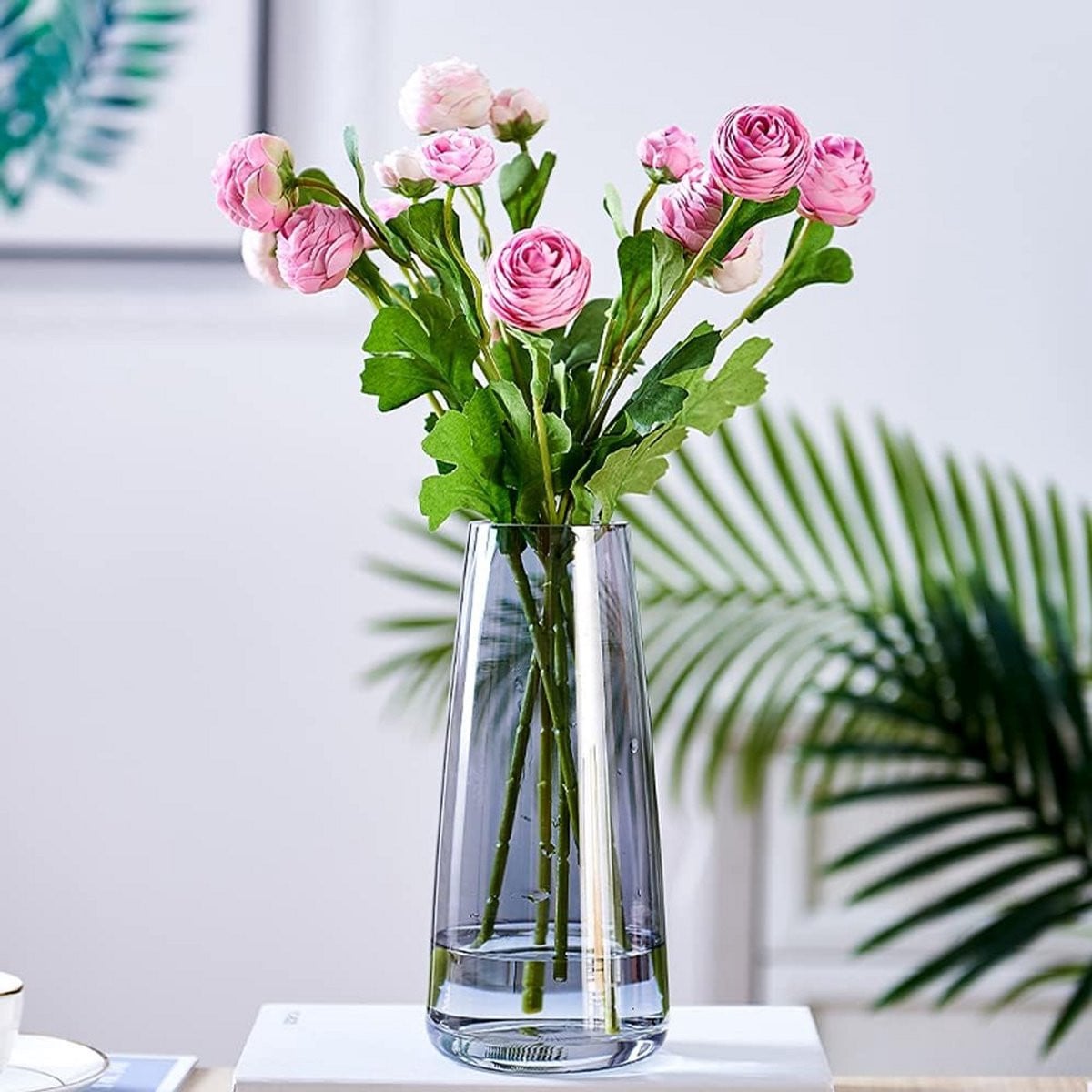 Grote handgemaakte glazen bloemenvaas voor woondecoratie en centerpieces