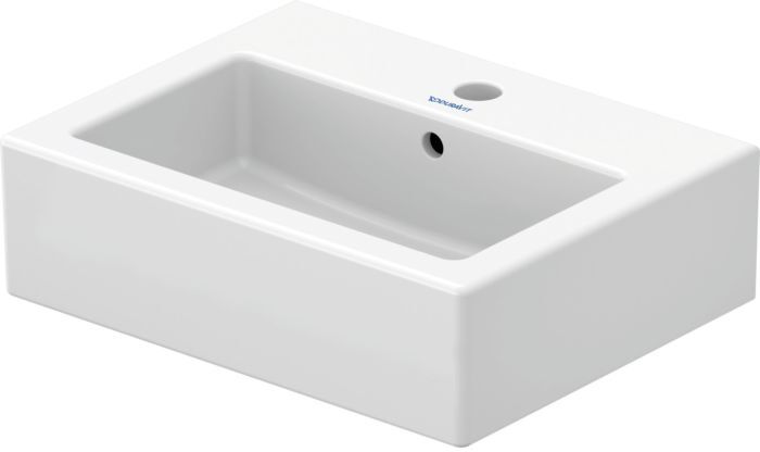 Duravit Vero Möbel-Handwaschbecken 0704450027 45x35cm, geschliffen, mit Hahnloch, Überlauf, Hahnlochbank, weiß
