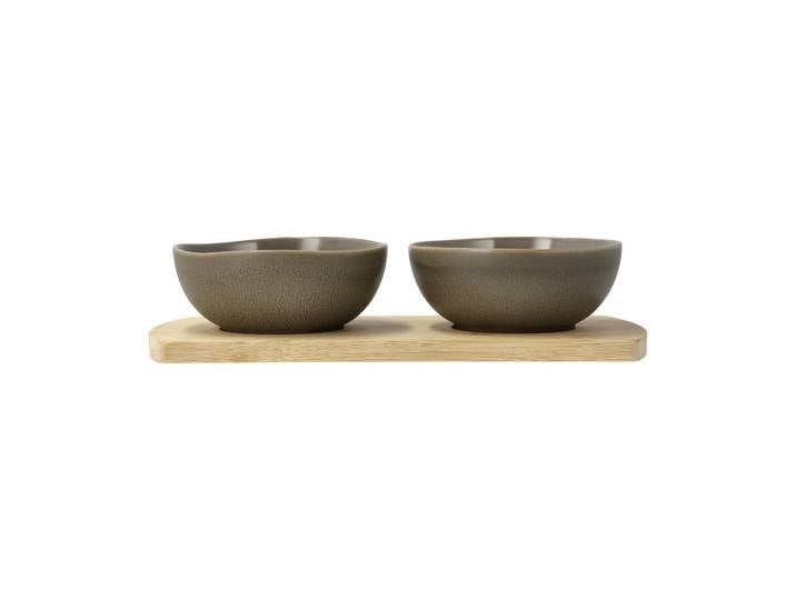 Villa Collection Plateau en bambou Shoku avec 2 bols Warm Brown