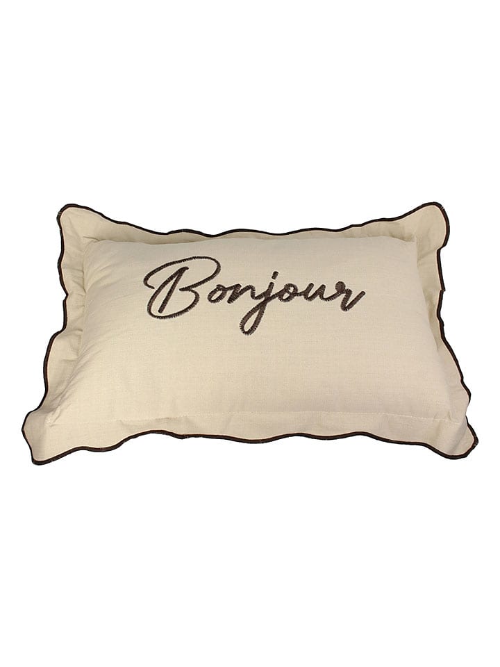 Kersten Kissen "Bonjour" in Creme/ Braun - (L)50 x (B)30 cm - onesize
