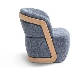 Segmüller Werkstätten Einzelsessel Frieda mit Holzspange01 Stoff Blau