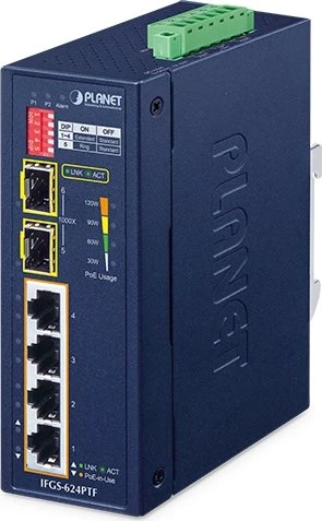 Planet Technology Industrial 4-Port 100TX+2-Port 100TX SFP IFGS-624PTF