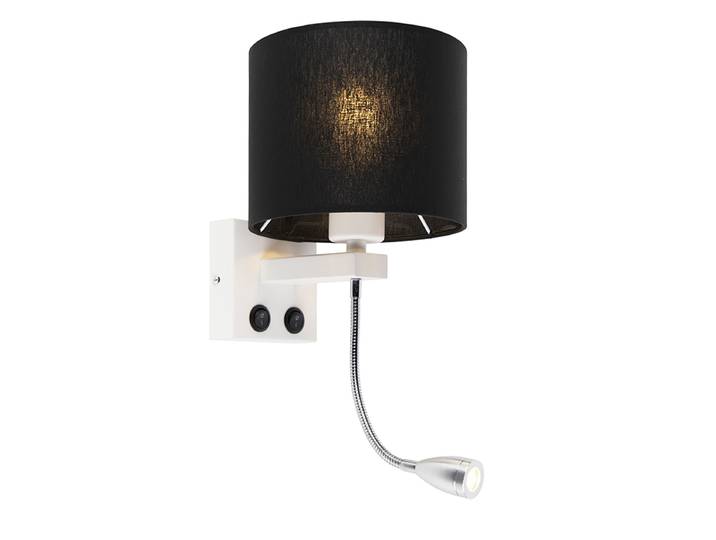 Applique murale moderne blanche avec abat-jour noir - Brescia
