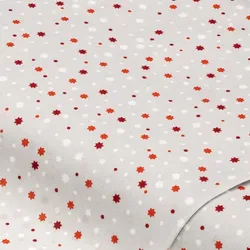 Baumwollstoff Stars & Dots „Sina“, grau/rot