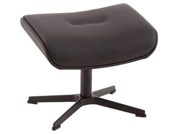 Hocker Time Out, Leder Schwarz, Holzschale Nussbaum, Eames Chair