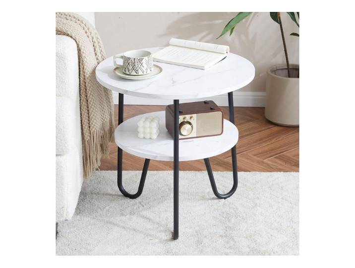 LuxusKollektion Beistelltisch Couchtisch rund Ø50 cm weiß (1-St)