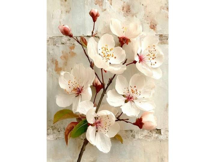Euroart Leinwandbild Soft Blossoms I, Mehrfarbig, Holz, Papier, Kiefer, Blumen, rechteckig, 60x80 cm, Keilrahmen, Bilder & Rahmen, Bilder, Leinwandbilder