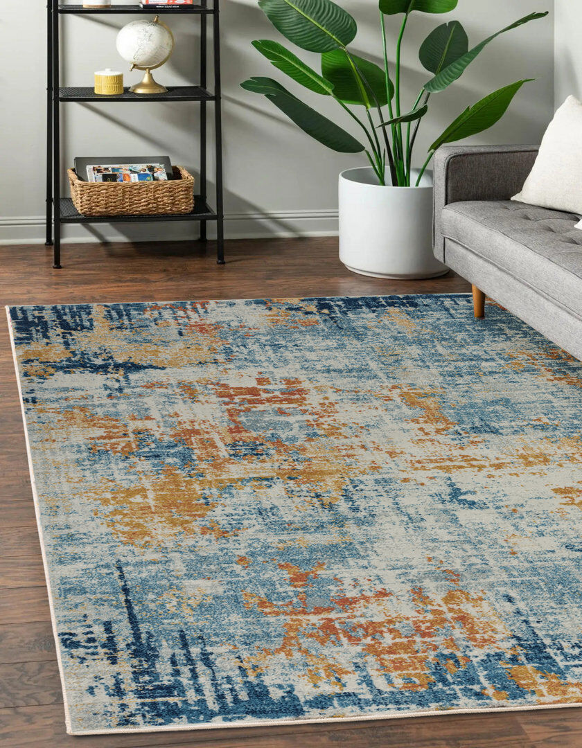 Borough Wharf Glosco Abstract Orange/Blue Area Rug Orange;Blue Rectangle 160 x 230cm