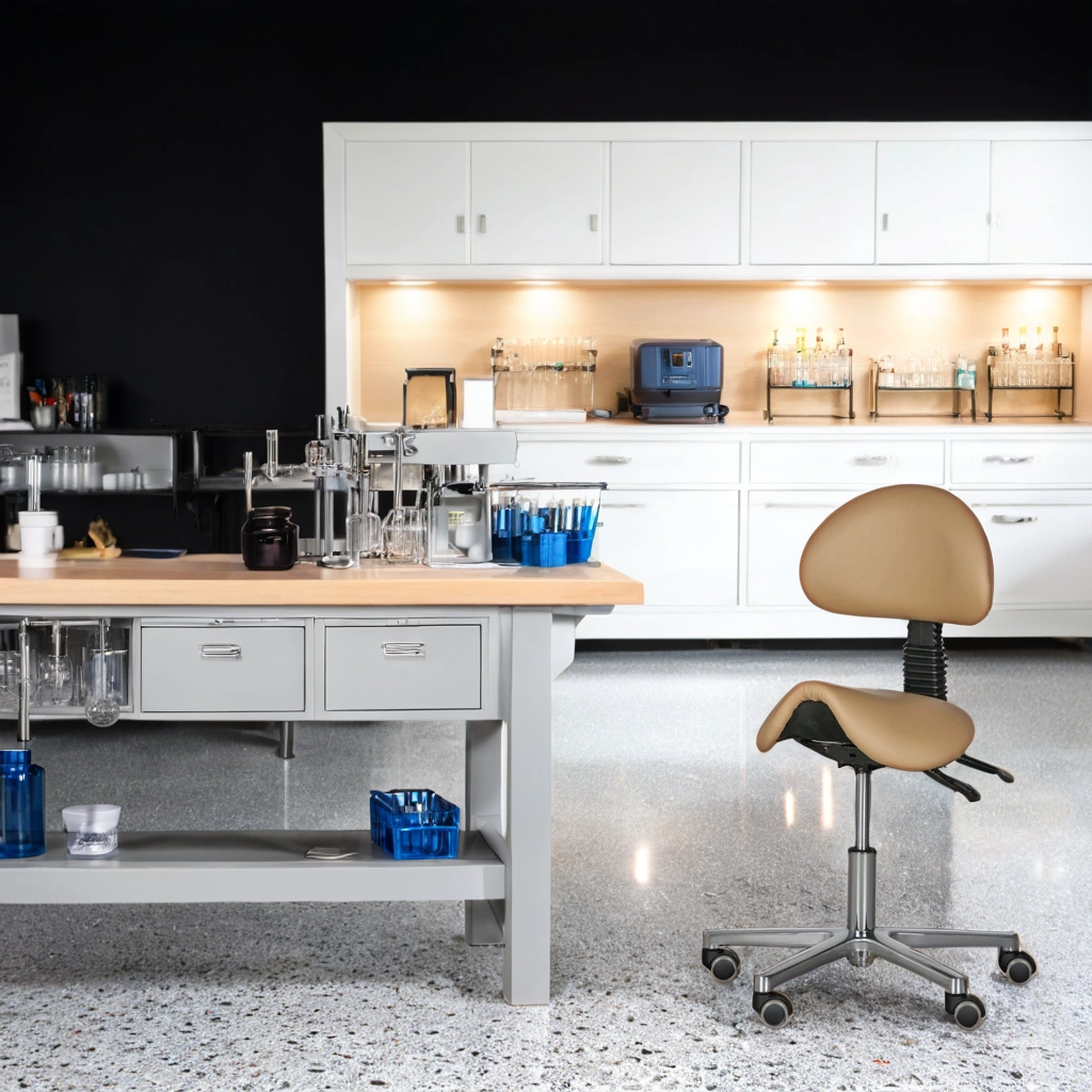 B2B Partner Arbeitsstuhl SHAWNA, Stattelform, weiche Räder, beige