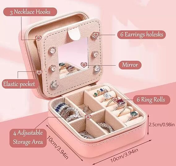 INF Organisateur de boîte à bijoux de voyage avec miroir Model B