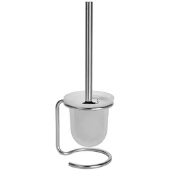 Brillantbad BEO WC-Bürstengarnitur mit Glasbehälter Edelstahl matt schwarze Bürste 110x385x138 mm für Bad & WC >> Freistehend anwendbar